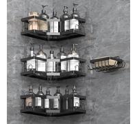 AceMining Rangement Salle de Bain, 4 Pcs Noir (SML+1) Etagere Salle de Bain Accessoire sans Percage, Acier au Carbone Etagere Douche avec Adhésif, Rangement Douche