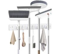 AceMining Support mural pour balai - 4 supports et 4 crochets - Support de balai en bois avec caoutchouc antidérapant - Support mural en bois de pin naturel avec installation de clous