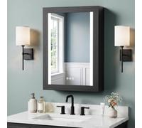 ACEMIRO Armoire à pharmacie en bois éclairée avec miroir, encastrable ou | LED double face, 3 températures de couleur, intensité variable, anti-buée et fonction mémoire, 2 étagères en verre réglables