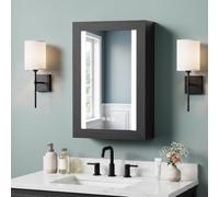 ACEMIRO Armoire à pharmacie en bois éclairée avec miroir, encastrable ou | LED double face, 3 températures de couleur, intensité variable, anti-buée et fonction mémoire, 2 étagères en verre réglables