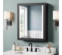 ACEMIRO Armoire à pharmacie en bois éclairée avec miroir, encastrable ou | LED double face, 3 températures de couleur, intensité variable, anti-buée et fonction mémoire, 2 étagères en verre réglables