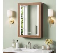 ACEMIRO Armoire à pharmacie en bois éclairée avec miroir, encastrable ou | LED double face, 3 températures de couleur, intensité variable, anti-buée et fonction mémoire, 2 étagères en verre réglables