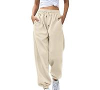 ACemt Pantalon de survêtement pour femme en coton chaud - Pantalon de jogging long - Pantalon de sport ample - Pantalon de jogging d'hiver - Pantalon de loisirs avec élastique - Pantalon de maison
