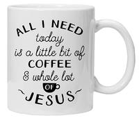 Acen "Little Bit de café et Toute Lot de Jésus Tasse en céramique, Blanc, 11 oz