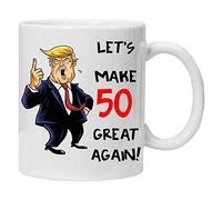 Acen Merchandise Donald Trump Let's Make your birthday Great Again (50) - Fantaisie Mug en céramique Café Thé Mug - Idéal Saint Valentin/Pâques/été/d'anniversaire/de Noël/cadeau d'anniversaire