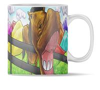 Acen Merchandise Lot de 4 tasses en céramique de qualité supérieure avec motifs animaux de la ferme - Chien, cheval, vache et mouton - Tasse à café - Idée cadeau - Tasse (cheval)