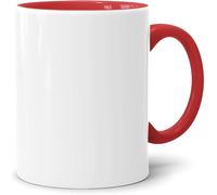 Acen Merchandise Lot de 8 tasses à sublimation sans impression en céramique de qualité supérieure - Avec encre - Intérieur et anse rouge