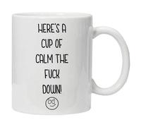 Acen Merchandise Mug Calm The F*ck Down | Tasse Humour Originale 325ml | Idée Cadeau Insolite | Tasse Thé Café Drôle | Présent Toutes Occasions