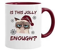 Acen Merchandise Mug de Noël humoristique avec inscription « is this jolly enough » - 325 ml - Qualité supérieure - Coffret cadeau
