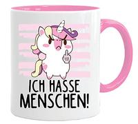 Acen Merchandise Tasse à café amusante avec motif licorne et inscription « Ich Hasse Menschen » - Le cadeau parfait pour les sarcastiques et les amateurs de licorne
