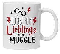 Acen Merchandise Tasse avec inscription en allemand « Du bist mein Lieblings Muggle » - Tasse à café - Idée cadeau - Tasse et coffret cadeau (blanc)