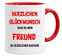 Acen Merchandise Tasse avec inscription en allemand « Herzlichen Glückwunsch, dass du mein Freund » - Tasse à thé avec boîte cadeau