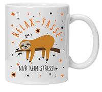 Acen Merchandise Tasse avec inscription en allemand | Relax | Tasse imprimée paresseux | (blanc)