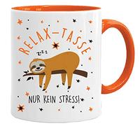 Acen Merchandise Tasse avec inscription en allemand | Relax | Tasse imprimée paresseux | (orange)