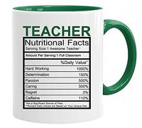 Acen Merchandise Teacher Nutritional Facts | Ensemble tasse et coffret cadeau pour enseignant | Cadeaux pour enseignant | Mugs de Noël pour enseignant | Tasse d'école