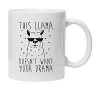 Acen Merchandise This Llama doesn't want your drama - Novelty 11oz White Tea Coffee Mug - Perfect Valentines/Easter/Summer/Christmas/Birthday/Anniversary Gift by