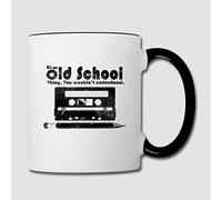 Acen "Old School Chose Cassette Mixtape Retro 203,2 cm Mug en céramique, Blanc, 311,8 Gram