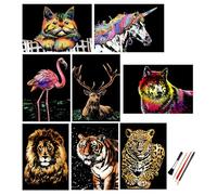 ACEONE Scratch Painting Rainbow Paper Sketch Pads, City Series Night View, Dessin Enfant Adulte Art Créatif Tableaux à Gratter Peinture à Gratter