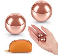 AceOrbit Baoding Lot de 2 balles chinoises pour soulager le stress des mains, avec pochette en cuir, pour la dextérité des doigts et l'entraînement de la force du poignet (or rose, taille S, 2,5 cm