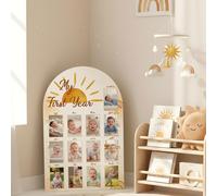 AceOrbit Grand cadre photo en bois avec inscription « My First Year » de 83 x 55 cm - Décoration pour 1er anniversaire de bébé - Pour photos de 10 x 15 cm