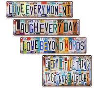 AceOrbit Lot de 4 panneaux muraux vintage en métal avec inscription « Live Laugh and Love » pour la maison, la rue, « Live Every Moment Laugh Every Day Love Beyond Words Little Thing Is Gonna Be