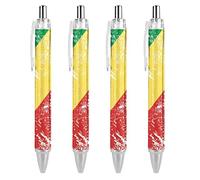 ACEPrints Lot de 4 stylos à bille rétractables Congo rétro à pointe fine avec corps rond pour ordinateur portable, écriture, travail de bureau, encre noire 0,55 mm