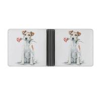 ACEPrints Portefeuille en Cuir PU Souple avec Motif de Terrier Tenant Une Rose dans la Gueule, Porte-Monnaie et étui pour Cartes de crédit, étui à Cartes résistant et Fin pour Hommes et Femmes.