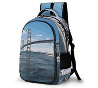 ACEPrints Sac à dos professionnel pour ordinateur portable 17 pouces, idéal pour les voyages, inspiré du pont suspendu de Mackinac.