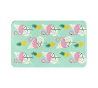 ACEPrints Tapis de Sol antidérapant Classique Vintage en Flanelle, Motif Flamant Rose, pins et Feuilles, 51 x 80 cm