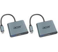 acer Adaptateur USB C vers HDMI 4K, 3en1 Adaptateur Multiport AV Numérique USB C avec HDMI,PD Charge 100W,USB 3.0, Câble Type C hub Compatible avec MacBook Pro/Air, Galaxy, Surface etc. (Lot de 2)
