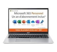 Acer Ordinateur portable Aspire 1 A115-32-C3AK 15,6" FHD Intel Celeron N4500 4 Go 128 Go eMMC Argent