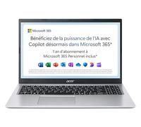 Acer Aspire 1 A115-32-C3AK Ordinateur Portable 15,6'' Full HD (Intel Celeron N4500, RAM 4 Go, 128 Go eMMC, Intel UHD Graphics, Windows 11), Clavier AZERTY, Gris, Microsoft 365 Personnel 12 Mois Inclus
