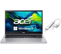 acer Aspire Go 15.6 FHD IPS Slim Ordinateur portable | Intel Core i3-N305 | Intel UHD Graphics | Wi-Fi 6 | Argent | 8 Go de RAM DDR5 | 128 Go SSD | Windows 11 S | Ensemble avec hub USB 3.0