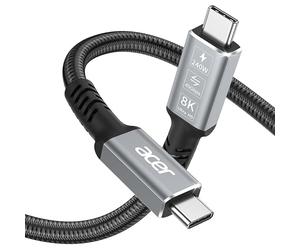acer Câble USB 4 Thunderbolt 4/3, affichage vidéo 8K HDR, transfert de données 40 Gbps, charge PD 240 W, câble USB C vers USB-C pour iPhone 15/16/17, MacBook, écran Studio, SSD, eGpu,etc. - 1 m