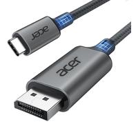 Acer Câble USB C vers DisplayPort 4K@60Hz, Thunderbolt 3/4 vers DP 4,5M | Nylon Tressé Alliage d'aluminium Compatible avec iPhone 15/16 Pro Max MacBook Pro/Air iMac iPad Pro Surface XPS