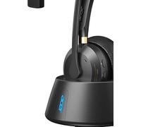 acer Casque avec micro pour le travail, casque mono-auriculaire ENC bimode avec station de charge (noir doré)