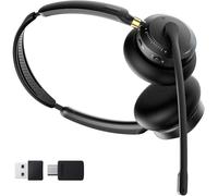 acer Casque avec micro pour le travail, connexion stable, casque d'ordinateur avec microphone pour bureau et centre d'appels à domicile (noir rouge)