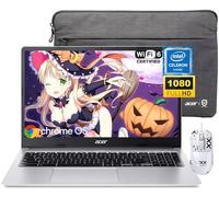 acer Chromebook 315 Ordinateur portable, écran FHD 15,6", Intel Celeron N4500, 4 Go de RAM, eMMC 64 Go, WiFi 6, Webcam HD, système d'exploitation chromé, avec souris antidérapante et étui