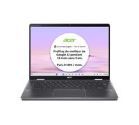 Acer Chromebook Plus Spin 714 CP714-1HN - Conception inclinable - Intel Core Ultra 7 - 155U / jusqu'à 4.8 GHz - Chrome OS - Intel Graphics - 16 Go RAM - 512 Go SSD - 14" IPS écran tactile 1920 x 1200 - Wi-Fi 6E - gris acier - clavier : Français Gris acier