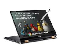 acer Chromebook Plus Spin 714 Ordinateur portable 2 en 1 avec Google AI - 14 po Full HD IPS Touch | Intel Core Ultra 5 115U | 8 Go LPDDR5 256 Go SSD | Wi-Fi6E rétroéclairé KB Chrome OS Gris acier |