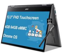 acer Chromebook Spin 513 Ordinateur portable 2 en 1 (écran tactile FHD de 13,3", processeur Qualcomm 8 cœurs, 4 Go de RAM, 64 Go eMMC), maison et étudiant, webcam, Ko rétroéclairé, longue durée de vie