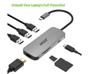 Acer HP.DSCAB.008 station d'accueil Avec fil USB 3.2 Gen 2 (3.1 Gen 2) Type-C Argent