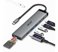 Acer Hub USB C 10 Gbps 8 en 1, Adaptateur USB-C vers HDMI 4K@60Hz, 2*USBC 3.2, 2*USB-A 3.0, Répartiteur Multiport Type-C 100W avec Lecteur de Carte SD/TF, pour PC, iPad Pro