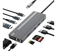 acer Hub USB C 11 en 1,avec HDMI 4K@60 Hz, VGA 1080p, 2 Ports USB-C 10Gbps, 2 Ports USB-A 5Gbps, Port PD 100W, Ethernet 1000Mbps, Carte SD/TF, Station d'accueil pour PC et Ordinateur de Bureau