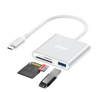 acer Lecteur de Cartes SD avec USB 3.0, 3 en 1 USB C SD Card Reader 3.0, Adapateur pour SD/Micro SD/SDHC/SDXC/MMC, Compatible avec iPhone 16, MacBook Pro/Air, iPad Pro 2021, Pixel, XPS 13, etc