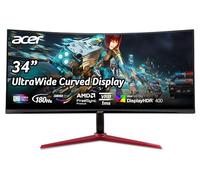 Acer Nitro 3440 x 1440 1500R Moniteur de jeu incurvé 86,4 cm (34") UWQHD AMD FreeSync Premium Mise à niveau jusqu'à 180 Hz, 1 ms (VRB) | 400 nit | DisplayHDR 400 | 1 x DP 1.4 et 2 x HDMI 2.0 |