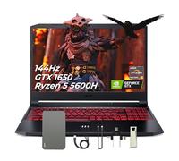 acer Nitro 5 Ordinateur portable de jeu FHD 15,6 po 144 Hz, 32 Go de RAM, 1 To NVMe SSD, AMD Ryzen 7 5600H, NVIDIA GeForce GTX 1650, clavier rétroéclairé, WiFi 6, noir, Windows 11, station d'accueil