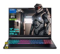 acer Nitro V 16S Ordinateur portable de jeu 16" WUXGA IPS 180 Hz Intel 10 cœurs 7 240H (Beats Ultra 7 268V) 32 Go de RAM 4 To SSD GeForce RTX 5060 DLSS4 GDDR7 (jusqu'à 572 AI Tops) 4 zones RVB