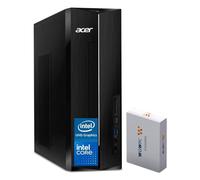 acer Ordinateur de bureau Aspire 2025, 16 Go de RAM, SSD PCIe de 512 Go avec disque dur portable de 500 Go, processeur Intel, design ultra silencieux, lecteur de carte SD, double moniteur 4K, USB-C