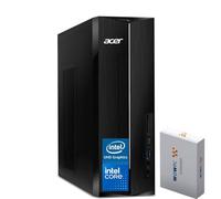 acer Ordinateur de bureau Aspire Business 2025, processeur Intel Dual-Core, design ultra silencieux, DVD-RW, lecteur de carte SD, double moniteur 4K, clavier et souris, Windows 11 (processeur Intel